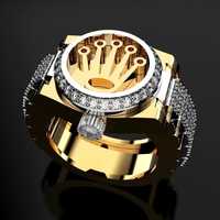 Rolex złoty sygnet zegarek z brylantami VS1 32g próba 585 design