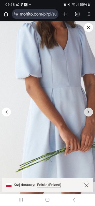 Sukienka z bufiastymi rękawami mohito xs na s stan bdb