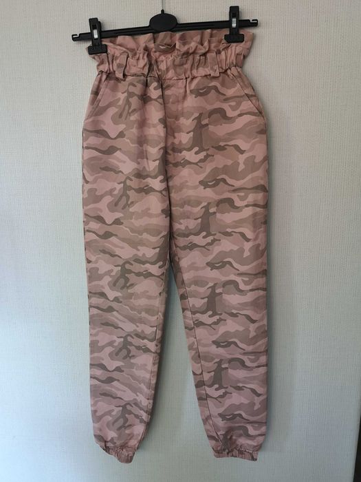 Spodnie alladynki haremki bojówki Missguided różowe moro oryginalne