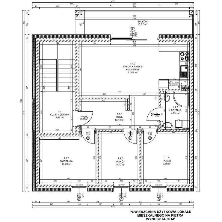 Apartamenty w Chorzeminie 64,5m2