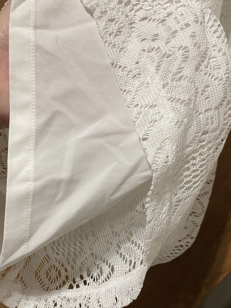 Ażurowe, koronkowe spodnie damskie „Alba Moda” 38/M - nowe, białe
