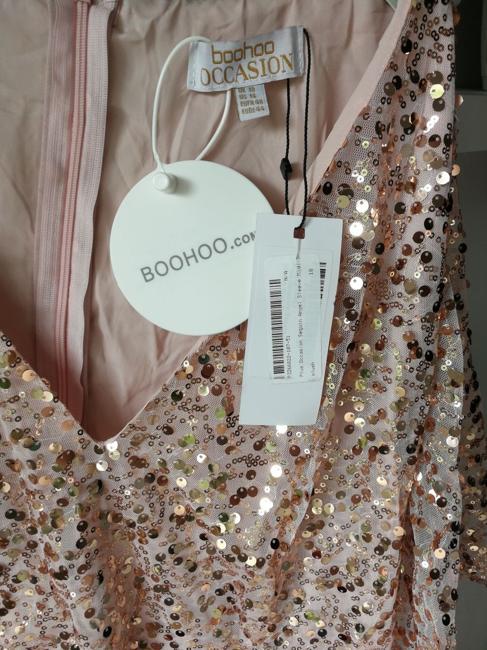 Efektowna błyszcząca sukienka Plus Size baby shower wesele ślub 2025