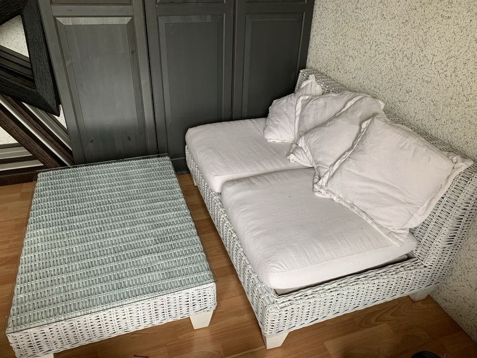Sofa stolik rattan naturalny