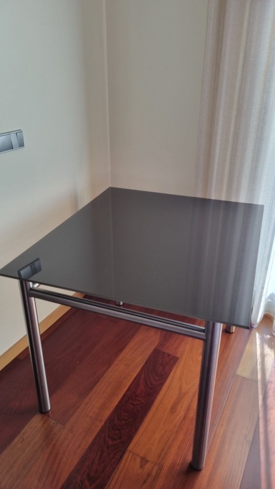 Mesa inox tampo vidro castanho - com ou sem cadeiras