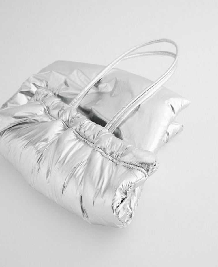 Zara metaliczna torebka typu shopper torba na ramie