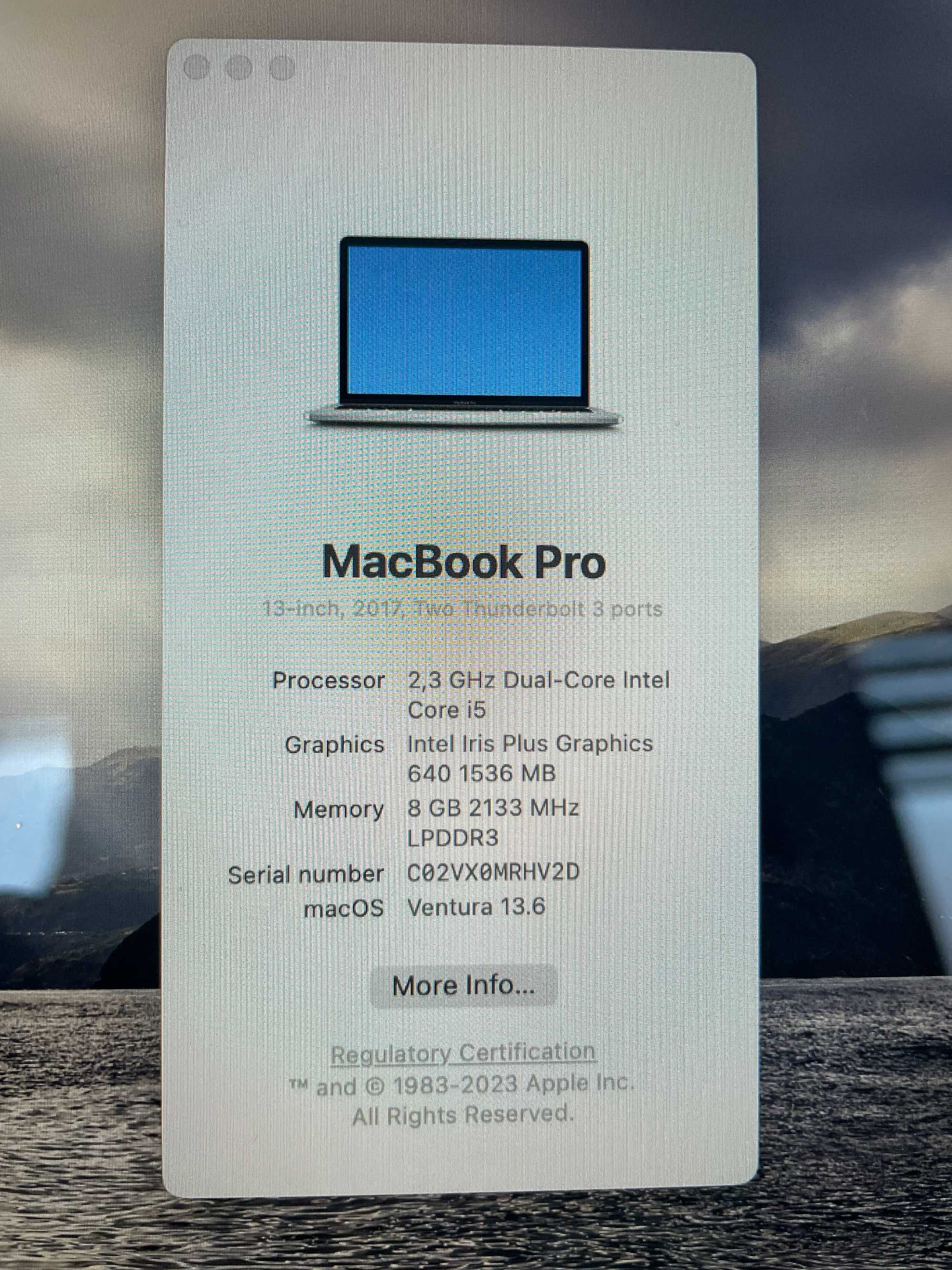 MacBook Pro 13’ i5 8/256GB 2017r szary