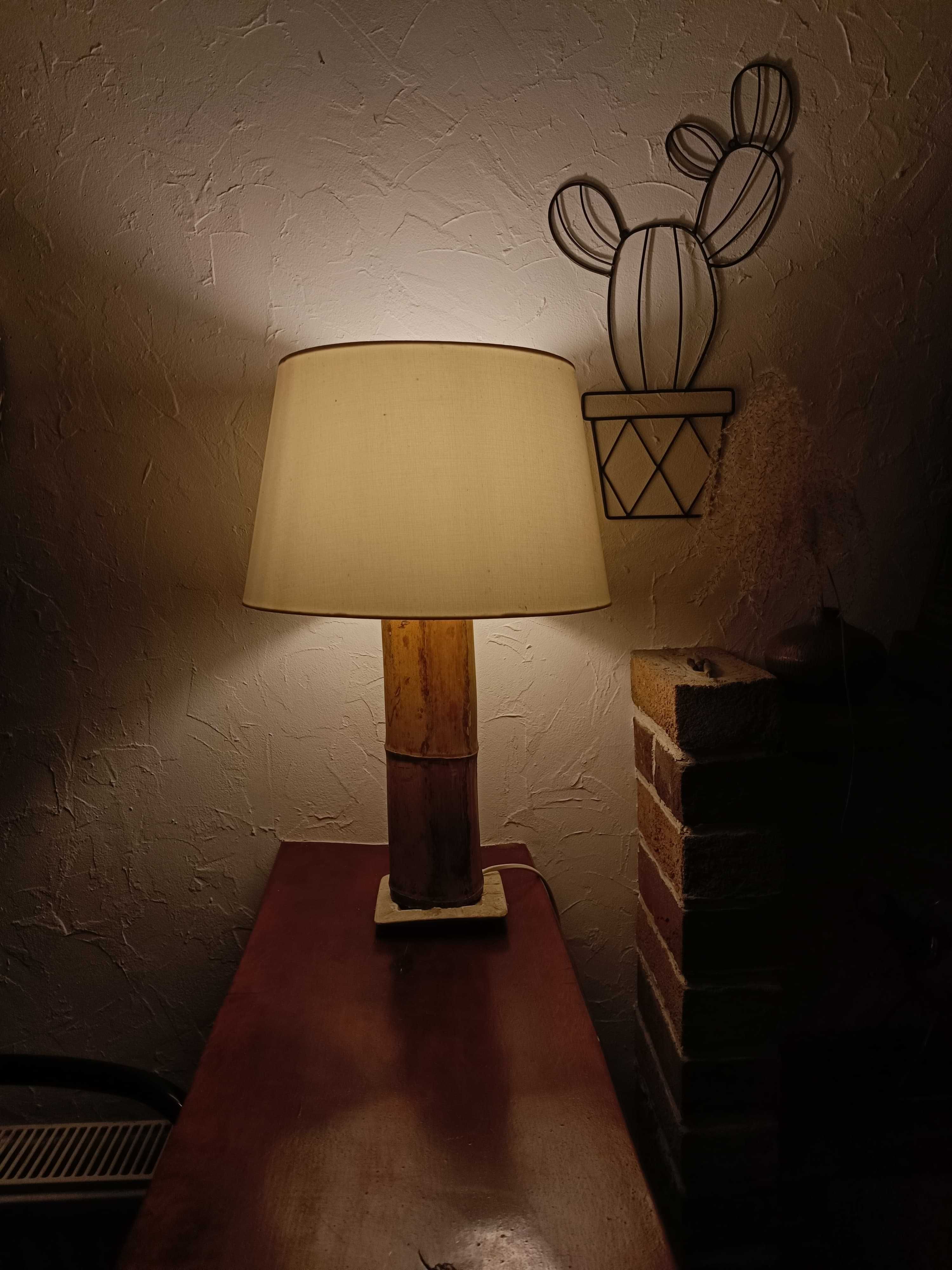 * HIT *Lampa z drewna bambusa z kloszem oryginalna własnoręczna
