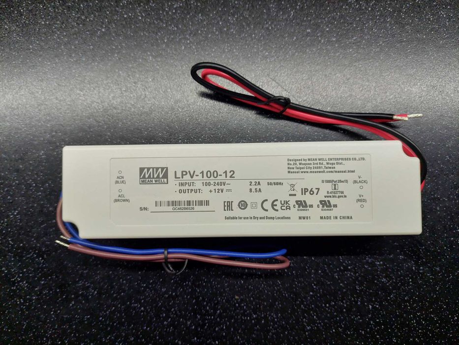 Zasilacz LED Mean Well 12V 8,5A 102w LPV-100-12
