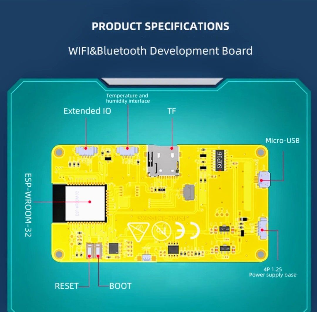 Płyta ESP32  Andruino LVGL WiFi rozbudowana o funkcje Bluetooth.