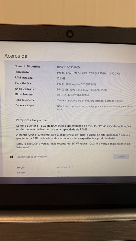 Portatil Toshiba 14” i5 6200U 12GB Ram SSD 256GB