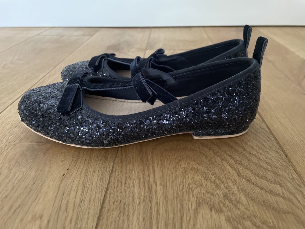 Baleriny Zara roz 31 czarne granatowe brokatiwe
