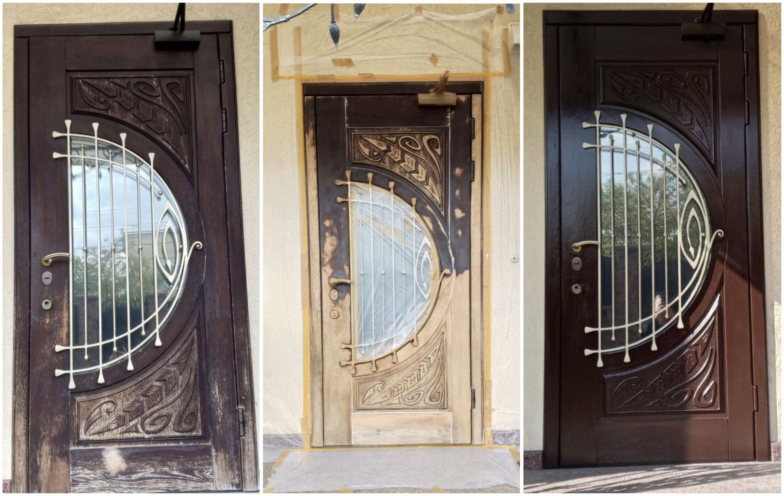 Реставрація та фарбуваня  вхідних дверей.