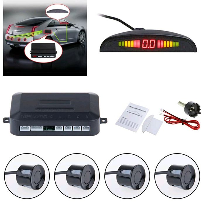 kit de 4 sensores automóvel para estacionamento com LCD a cores (Novo)