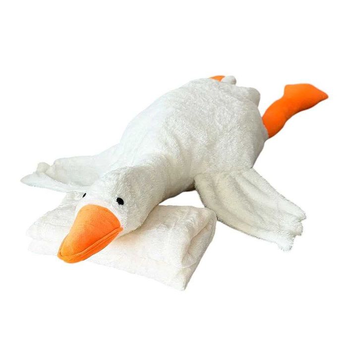Плед-подушка игрушка гусь-обнимусь 3в1 (130см) белый