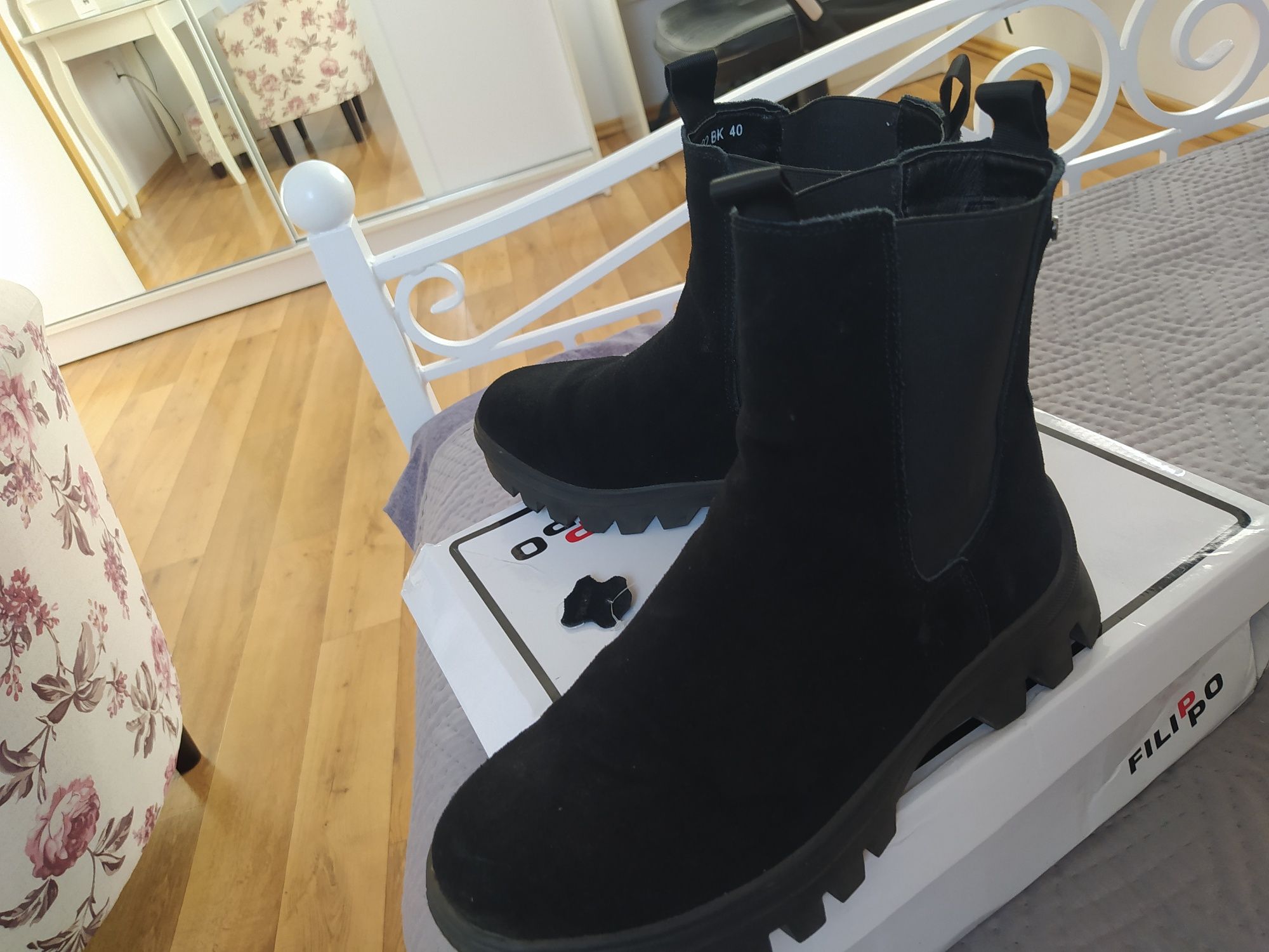 Buty czarne skóra zamszowe trapery  jesień zima 40 Rusin oh butik jak