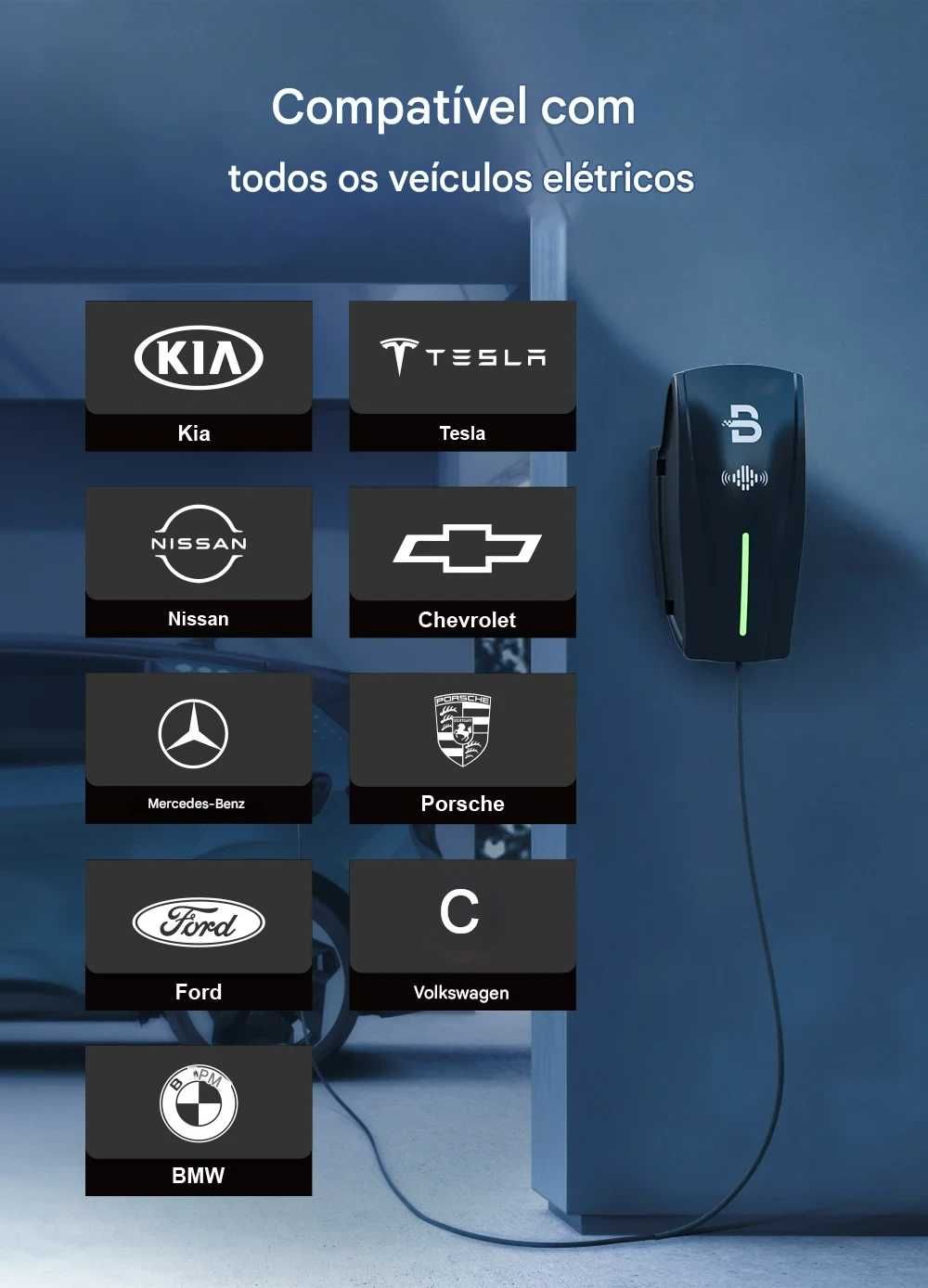 Carregador Beny BCP-A2N-L 7,4kW 32A Monofásico e Trifásico