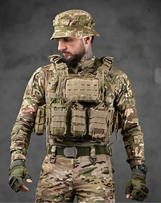 Плитоноска Бронежилет с подсумками Single Sword пиксель 4 точки сброса