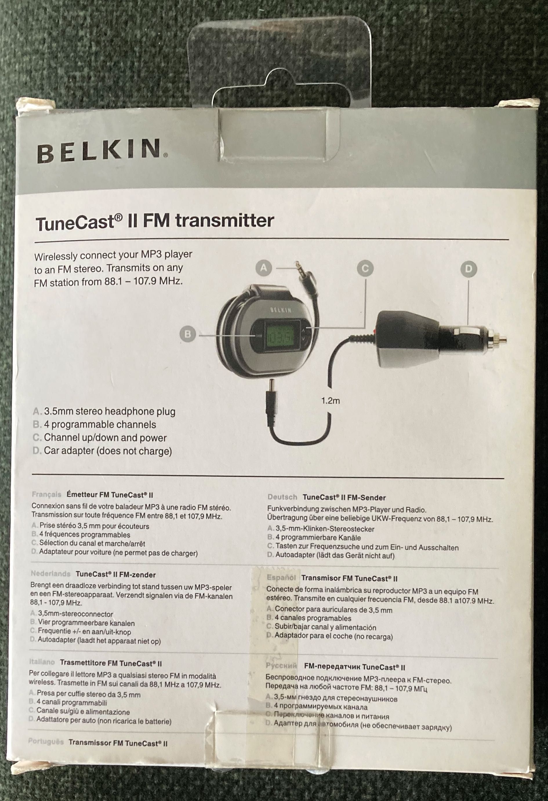 Transmissor Belkin TuneCast II (para leitor de MP3 no carro) (novo)