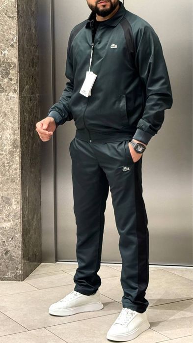 LACOSTE зеленый спортивный мужской костюм штаны зип-худи