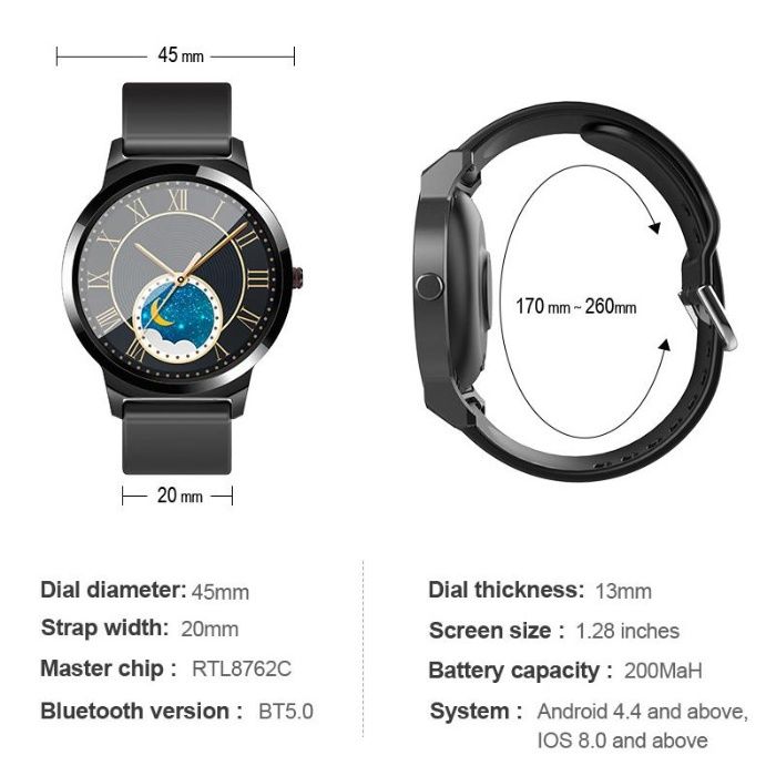 Smart Watch H6, kroki, tętno, ciśnienie, kalorie, dystans. PL