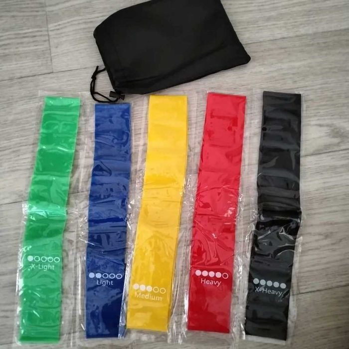 Набір фітнес-резінок по нагрузці (5 шт.) Резинкадля тренувань з чохлом