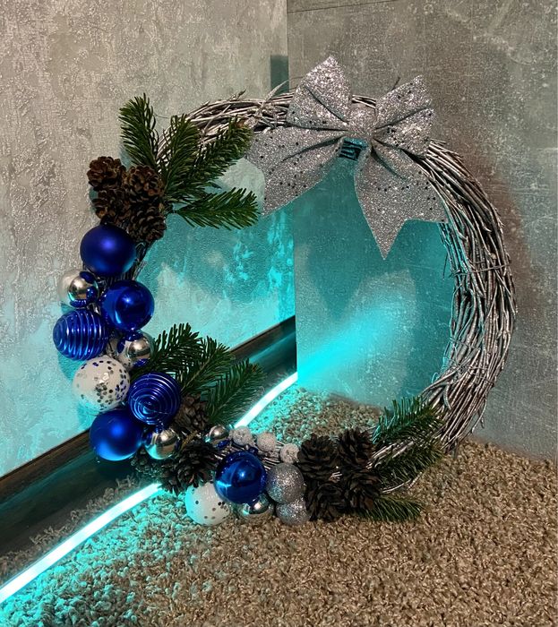 Різдвяний вінок, декор, ялинка, вінок з живої ялинки, підсвічник