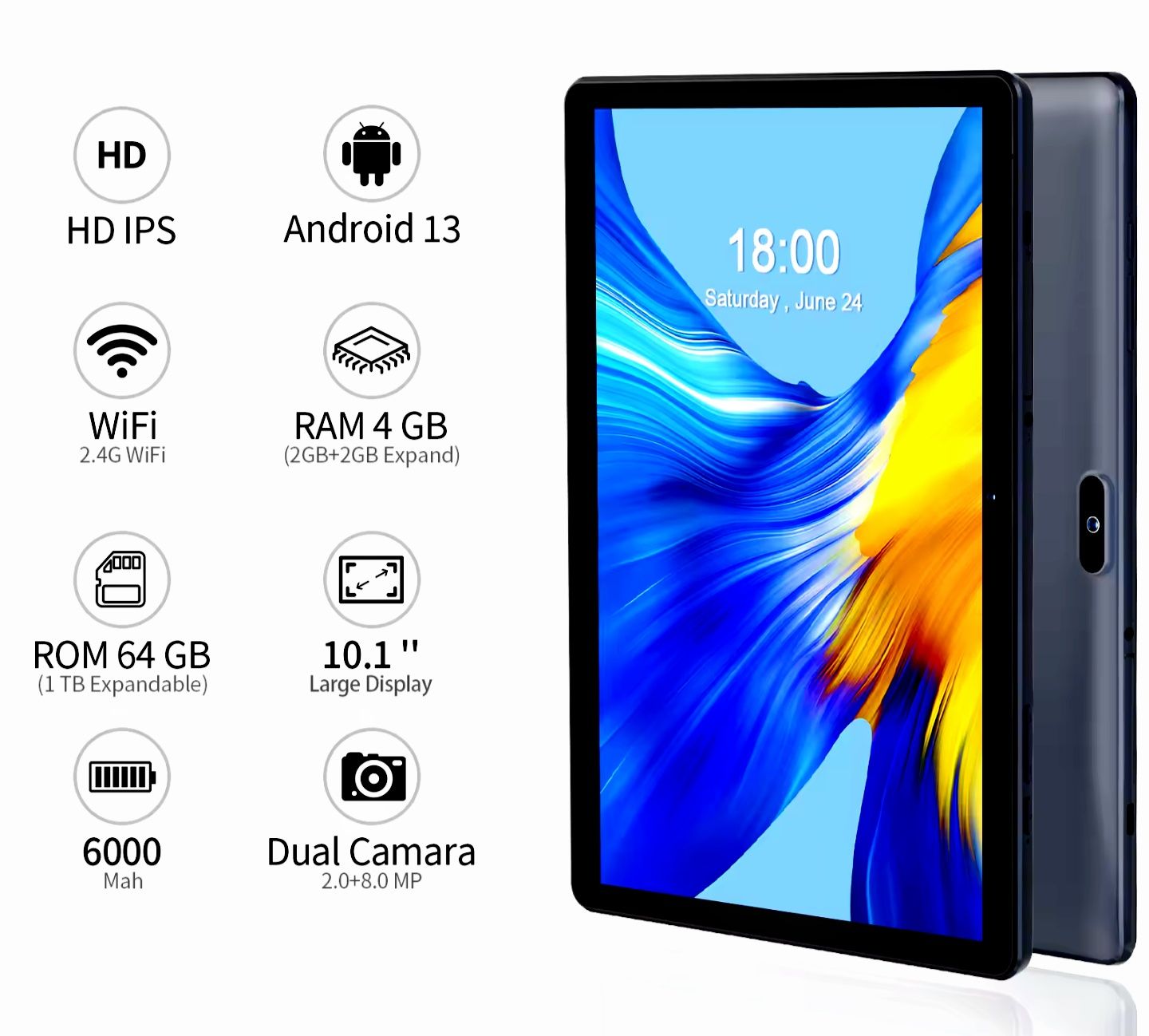 Великий IPS планшет Pritom Touch M10 4/64 6000мАч Android 13 новий