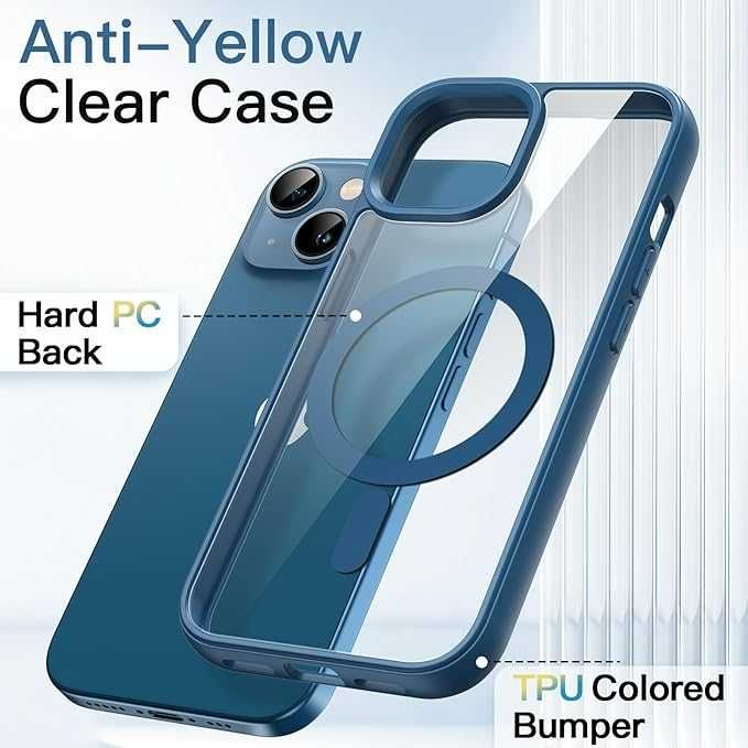 Plecki Etui JETech iPhone 13 6.1" MagSafe mat przezroczyste NIEBIESKIE