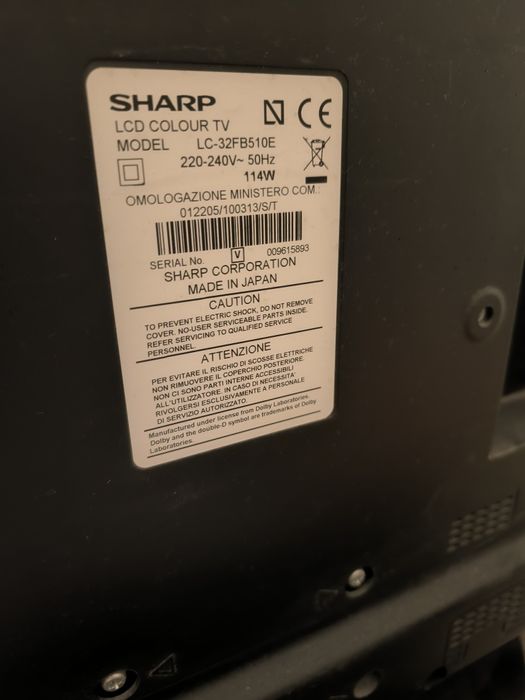 Telewizor Sharp aquos sprawny bez kabla zasilającego