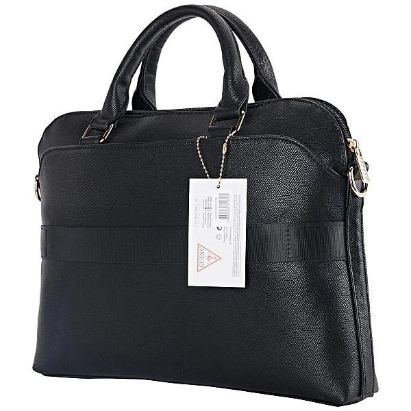Torba Guess Grained Zipper Pocket Triangle Logo na laptopa 15" - czarn