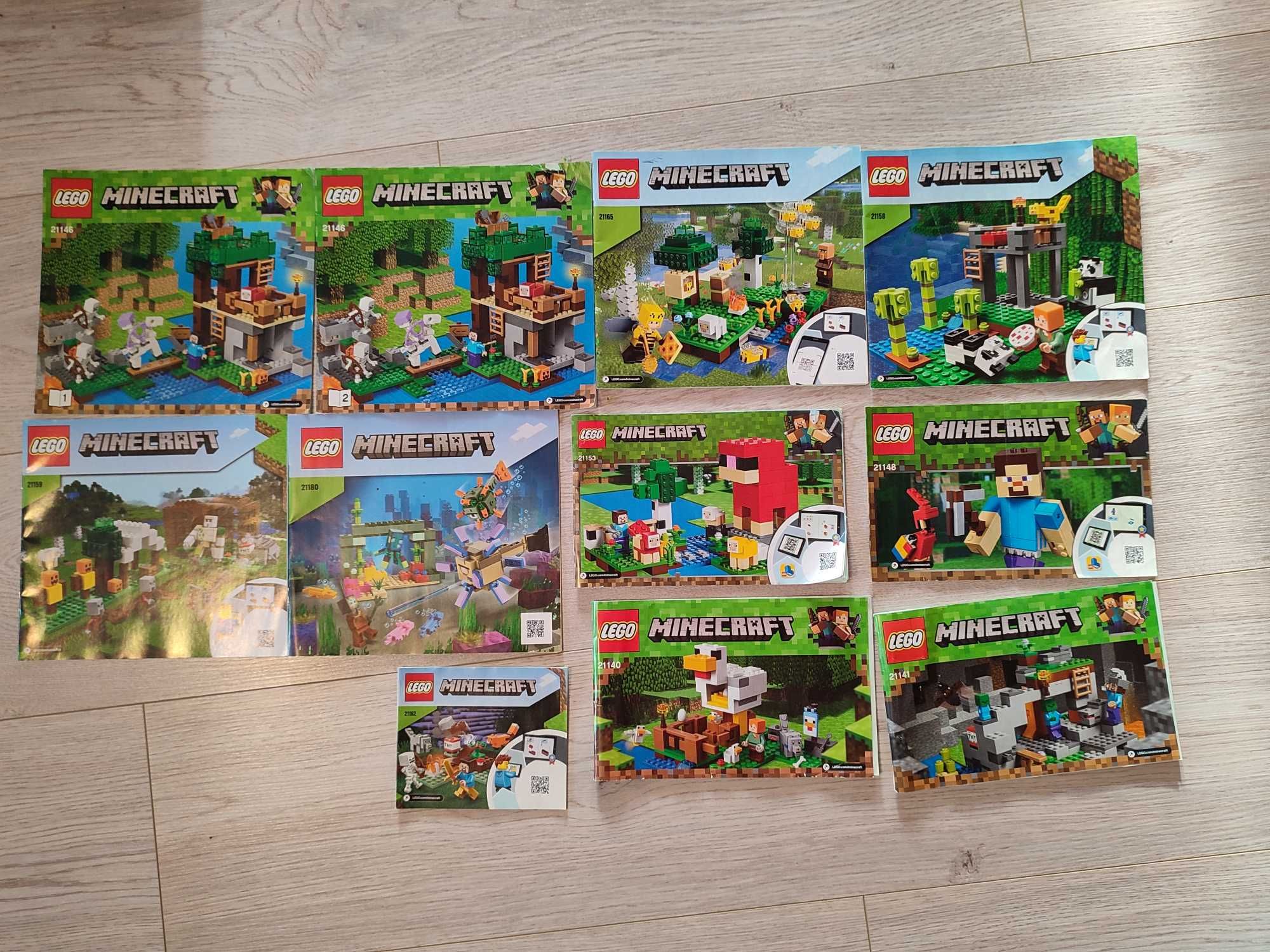 Klocki Lego z serii Minecraft + Instrukcje. Duży zestaw.