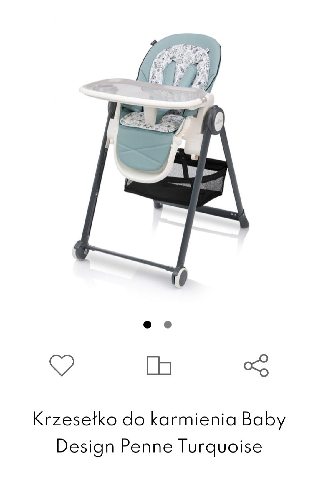 Krzesełko do karmienia Baby design pebble penne 05 turkusowe