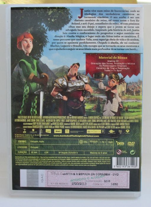 Justin e a Espada da Coragem DVD (selo igac / como novo)