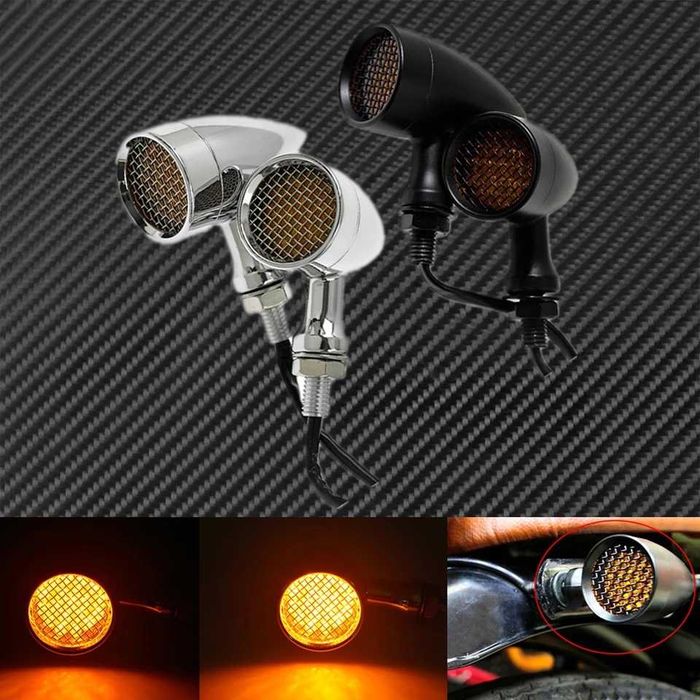 Par piscas led rede bala alumínio luz presença cafe racer chopper