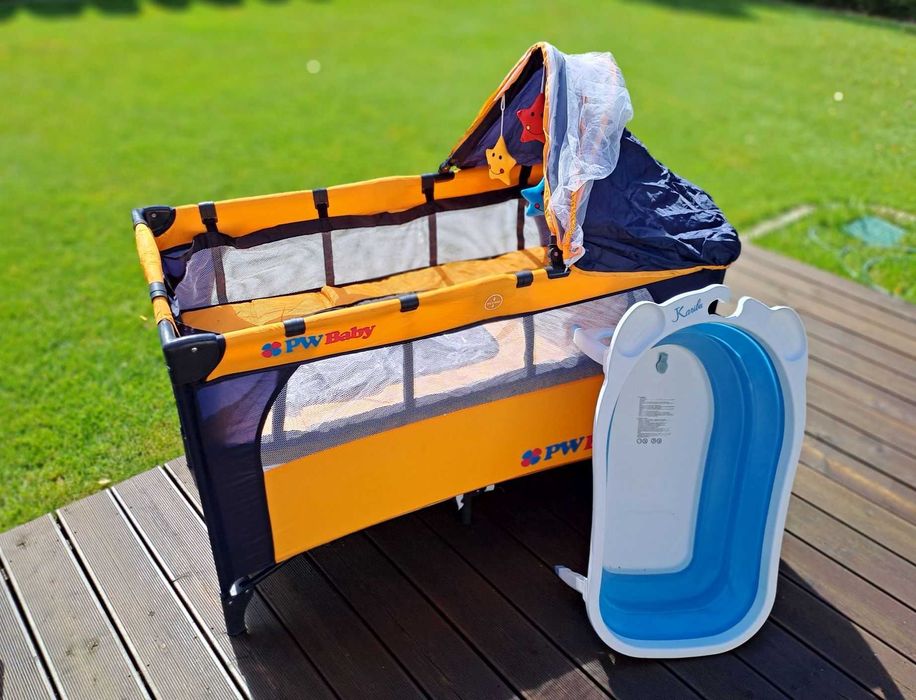 Łóżeczko turystyczne + Materac + Wanienka