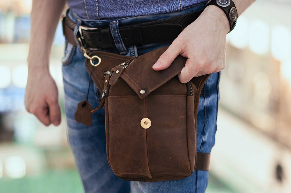 Шкіряні сумки з кріпленням на ногу/пояс: натуральна шкіра, нубук