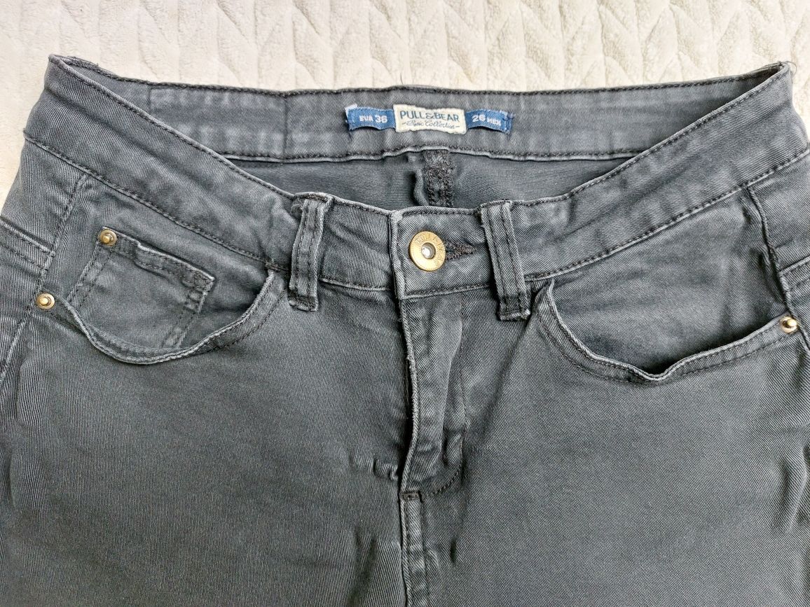 Spodnie jeans slim rozmiar XS czyli 26 Pull & bear grafitowe