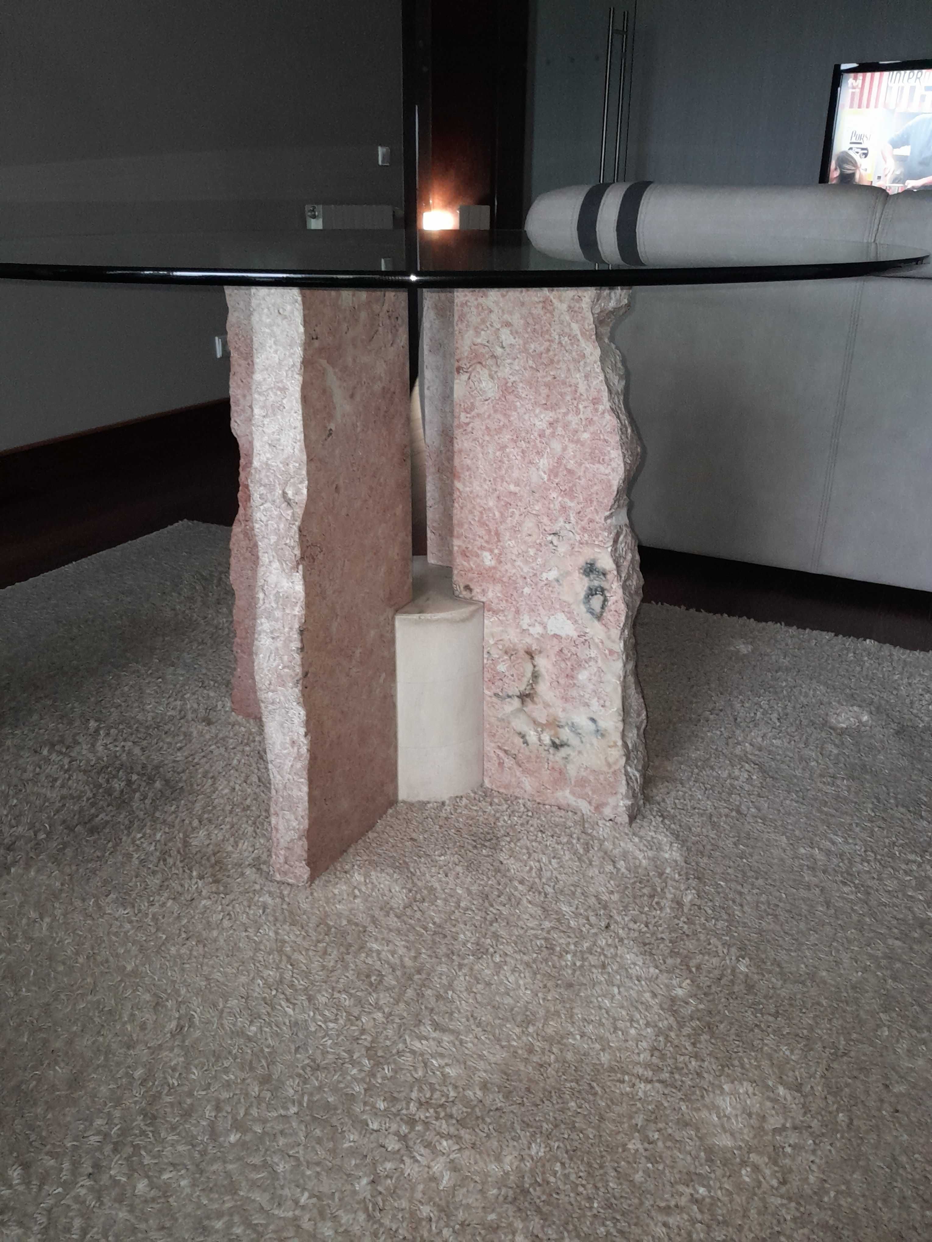 Mesa de Sala em mármore com tampo de vidro design unico