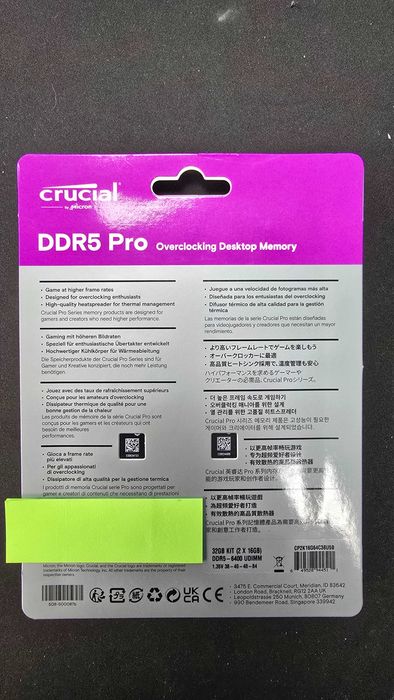 32GB DDR5 6400MHz CL38 Kit - Novo selado
