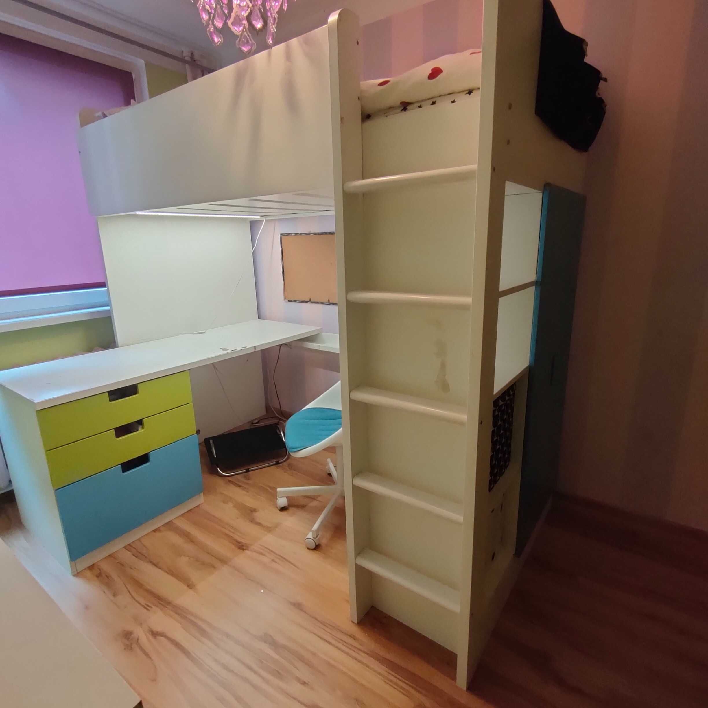 Łóżko piętrowe STUVA Ikea + szafa