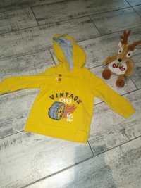 Bluza chłopięca żółta kaptur sweter sweterek chłopiec 80