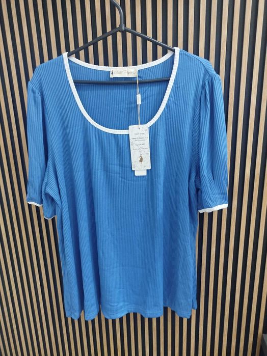 Bluzka BELLE POQUE – Niebieska, prążkowana – Nowa z metką – Rozmiar XL