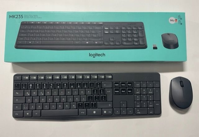 klawiatura+mysz logi mk235 bezprzewodowa polskie naklejki qwerty