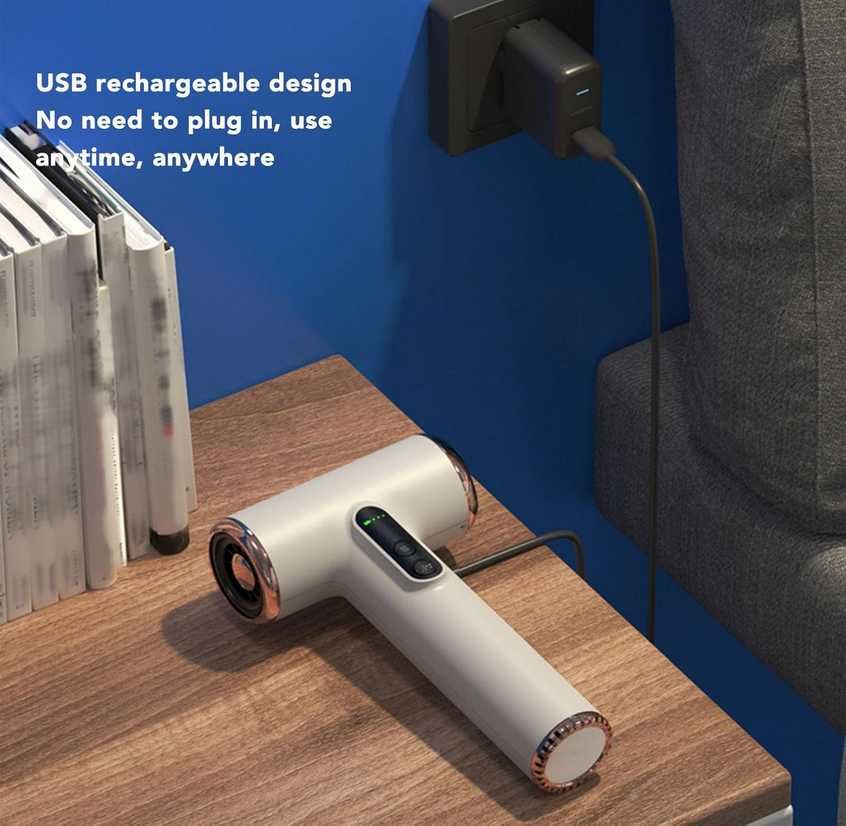 Przenośna Suszarka Bezprzewodowa Do Włosów USB LCD Biała Akumulatorowa