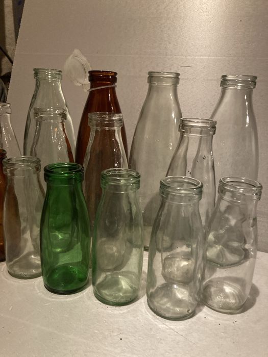 Butelki po mleku śmietanie prl