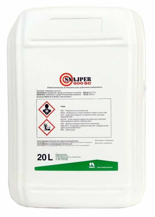 SNAJPER 600 SC 20l na miotłę chwasty w zbożach jesienią dawka 1,5l/ha