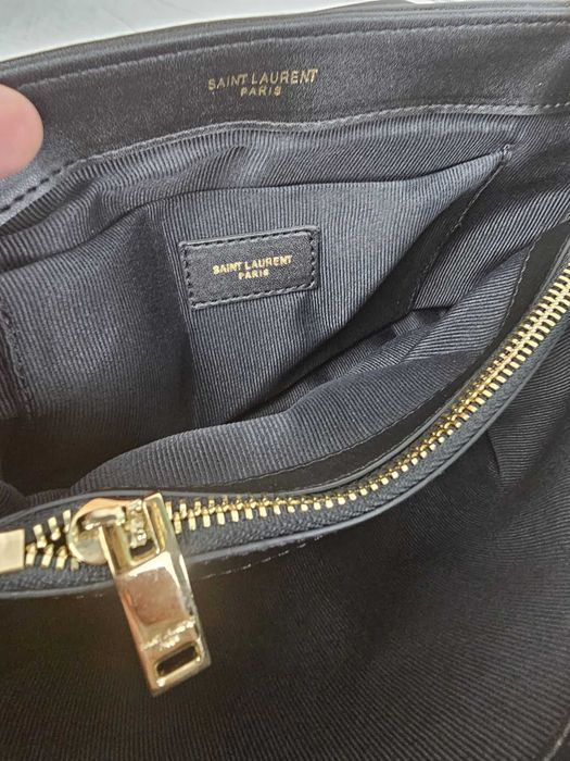 Torba listonoszka duza prazkowana damska Saint Laurent Czarna