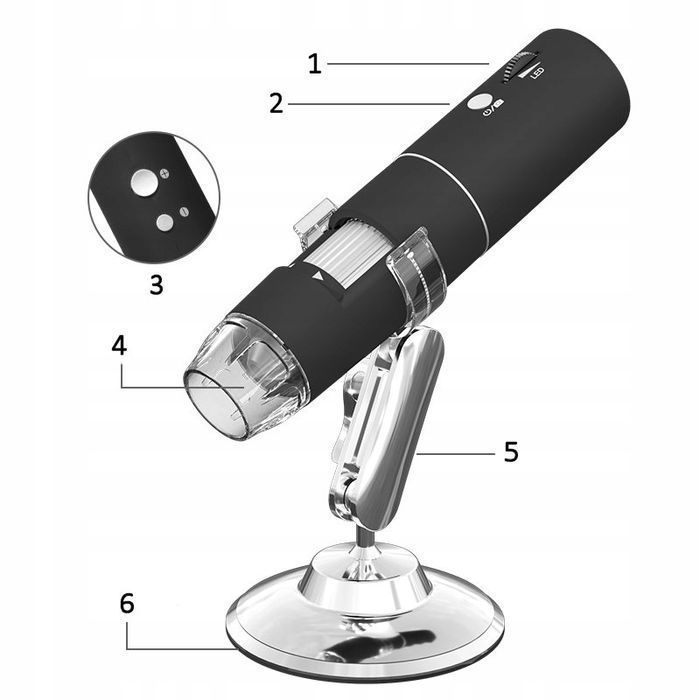 Mikroskop Cyfrowy Do Tel Pc 1000x 2MP 8 LED WiFi