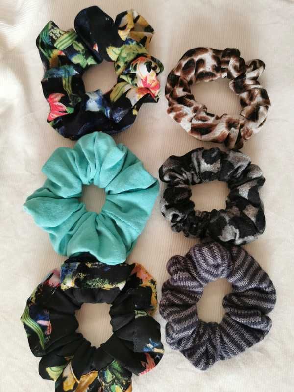 Zestaw sześć gumek scrunchie