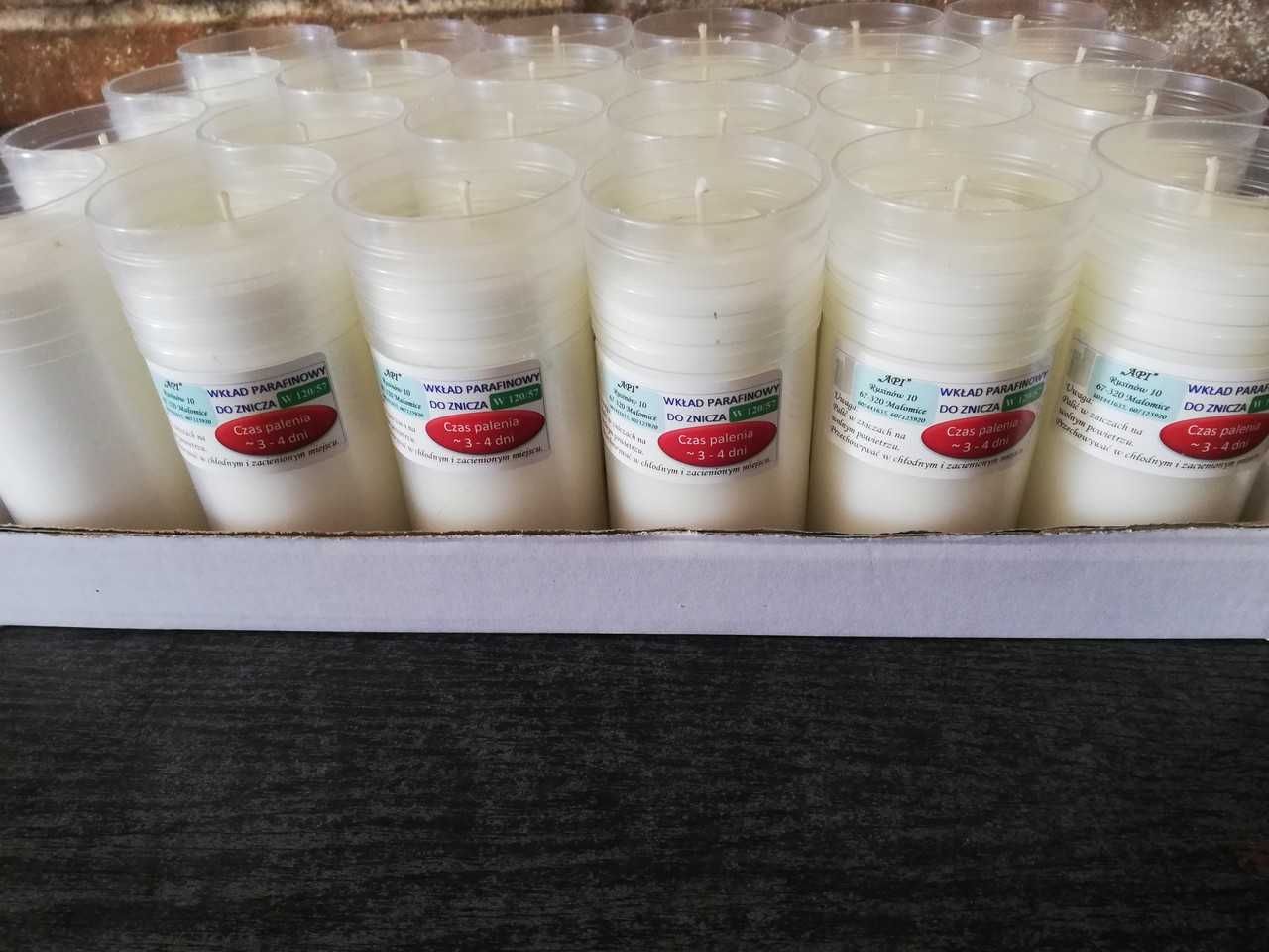 Wkłady parafinowe do zniczy 120/57 od producenta, 3-4 dni, 24 sztuki
